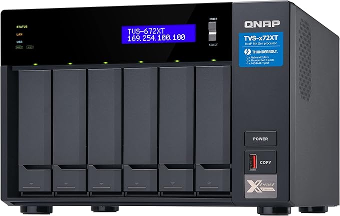 QNAP 6 Bay Thunderbolt NAS with 40TB Storage Capacity, Preconfigured RAID 5 Seagate IronWolf Drives Bundle (TVS-672XT-i3-8G-68S-US)