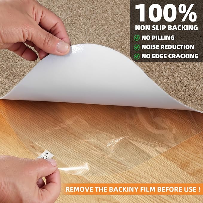Office Chair Mat for Hardwood Floors 55" x 35", Durable Non-Slip Large Tile Floor Protector, Anti-Scratch Thick Heavy-Duty Recyclable Gliding Desk Mats for Computer Rolling Chairs, Camel Color