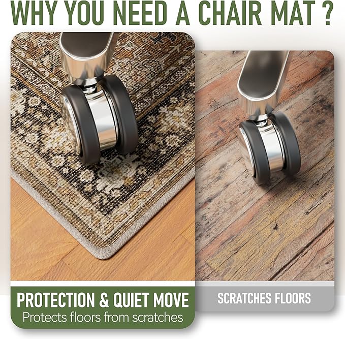 Office Chair Mat for Hardwood Floor, 36"x48" Desk Chair Mat for Home Office, Non-Slip Under Desk Mat Rug for Rolling Chair,Washable Rugs for Gaming Chairs-Rust