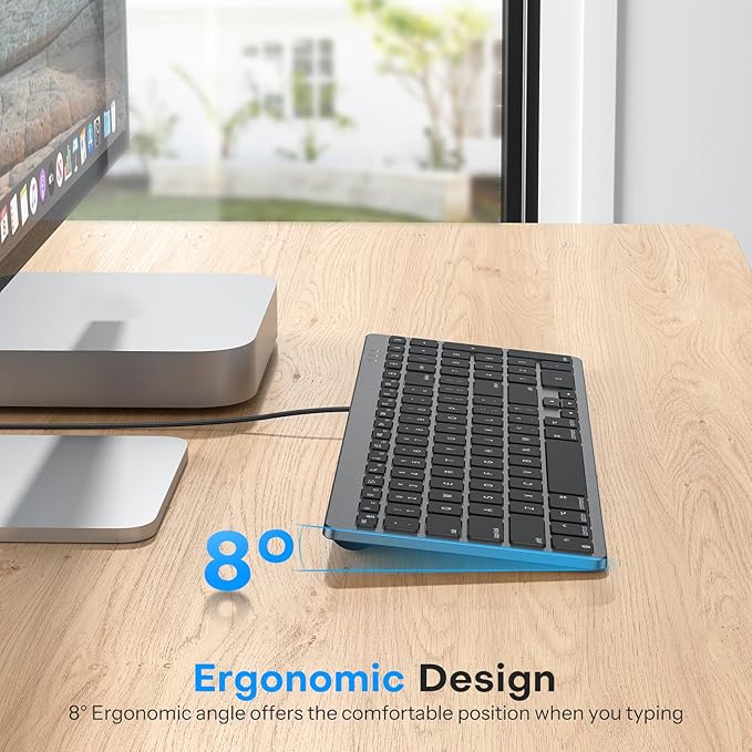 OMOTON Wired Keyboard Compatible with Mac, with Dual Interface (USB and Type-C), Numeric Keypad Compatible with MacBook Pro/Air, iMac, Mac mini/Pro Laptop, Grey
