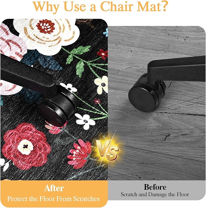 Office Chair Mat for Hardwood Floor & Tile Floor,36"X 48" Heavy Duty Desk Chair Mat for Hard Floors, Under Desk Rug for Rolling Computer Chair,Anti Slip,Low Pile Carpet Protector-Convex Colorful