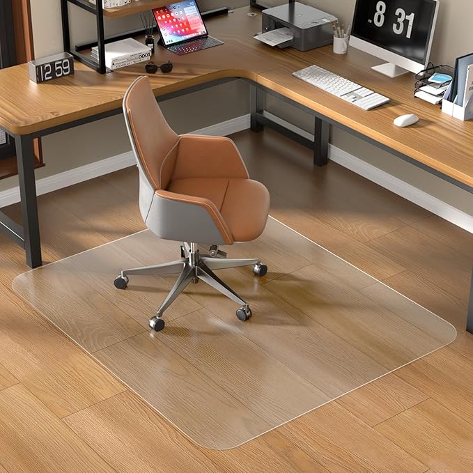 53" X 45" Office Chair Mat for Hardwood Floor, PVC Clear Desk Chair Mat for Hard Floors - Can't be Used on Carpet