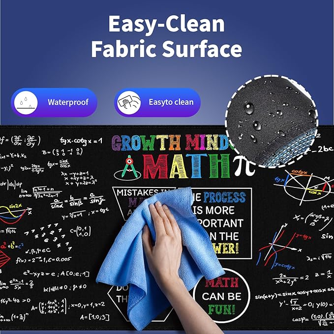 Extra Large Gaming & Office Mouse Pad (31.5" x 11.8") – Math Science Inspirational Quote Colorful Formulas Slide Design, Premium Anti-Slip XXL Desk Mat with Durable Stitched Edges