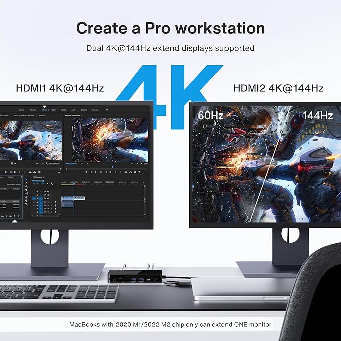 iVANKY 12-in-2 FusionDock 1 for M5 MacBook Dual 4K@144Hz Monitor (Docking Station for M5/M4 Base, M3/M2/M1 Pro/Max Mac)(150W Power Adapter, SD/TF, USB, RJ45, 3.5mm Audio) Plug and Play 5Gbps Dock Hub