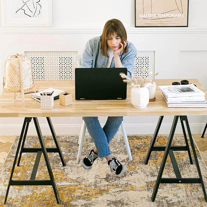 Office Chair Mat for Hardwood Floor, 48"x36" Easy Glide Computer Chair Mat Protector for Rolling Chair Under Desk Rug Nonslip Backing, Machine Wash