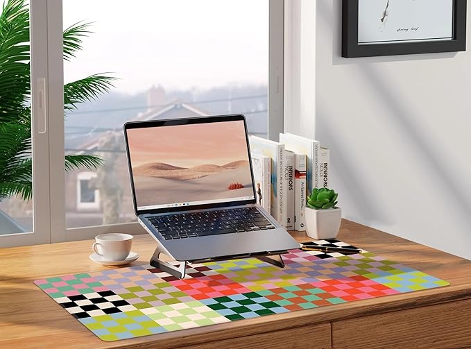 Baziabbo Checkered Desk Mat,XXL Extended Big Mouse Pad,Gaming Mousepad with Stitched Edge,Non-Slip Rubber Base Keyboard Desk Pad for Home Office Study Game