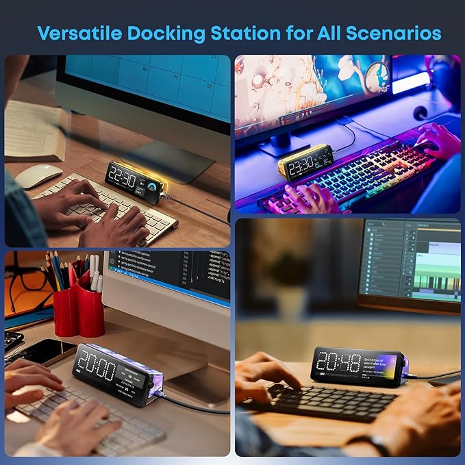 Laptop Docking Station, 7-in-1 USB C Docking Station with Screen, Multiple Built-in Apps, USB C Hub with HDMI 4K@60Hz, 1 Gbps Ethernet, 90W Max Charging for Laptop, 5Gbps USB-A/C Ports for Windows/Mac