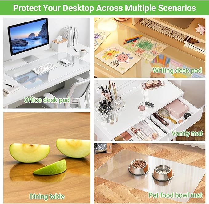 Clear Desk Mat Pad, Safe Round Edge, Water and Oil-Proof Durable, Clear Desk Protector mat for Home and Office(23.6 x 11.8 inches)