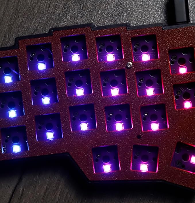 YMDK Corne V4.1 46 Keys Split Keyboard Ergonomic Hotswappable 40% Layout 3D PLA RGB QMK Vial All Key Programmable Mini Independent Gaming Keyboard Kit (Wired Red Black Split 46)