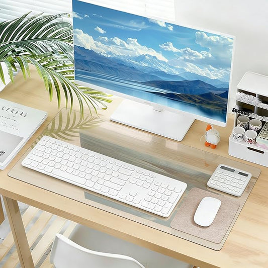 Clear Desk Mat Pad, Safe Round Edge, Water and Oil-Proof Durable, Clear Desk Protector mat for Home and Office(23.6 x 11.8 inches)