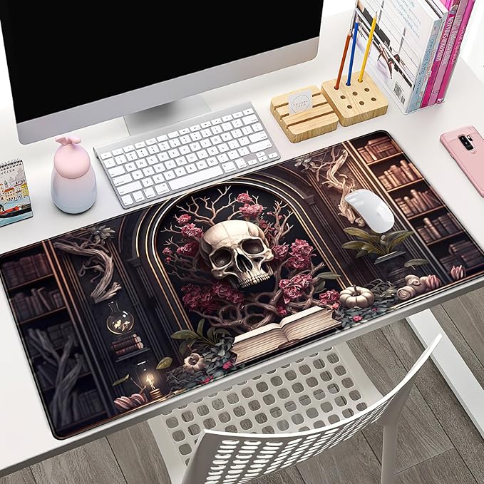 Gothic Large Mouse Pad XXL Desk Pad Gaming Mousepad Extended Keyboard Mat 31.5 x 15.7 in Black Fabric with Lycra Surface and Rubber Base