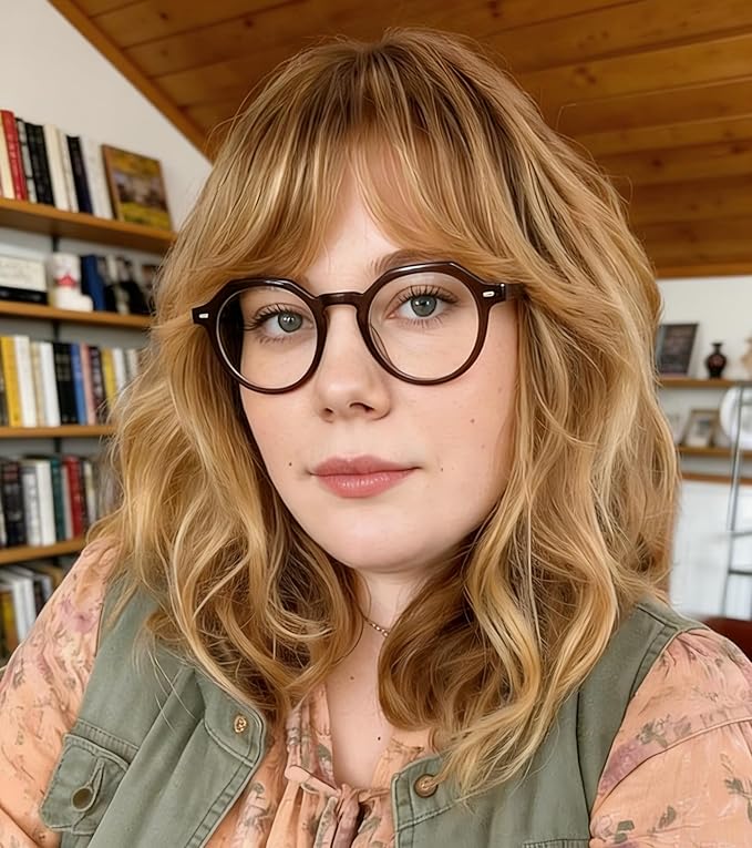 Dollger Blue Light Blocking Glasses For Woman Men Thick Frame Round Non-Prescription Glasses, For Computer Work Gaming,