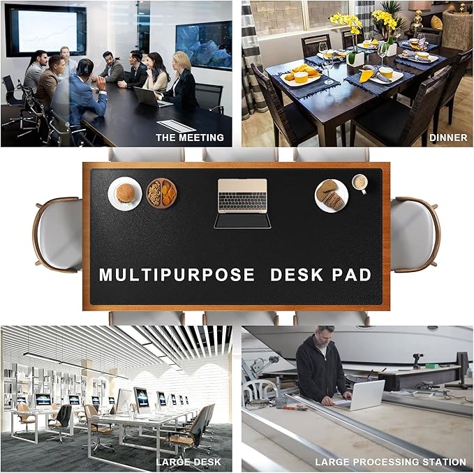 Cacoy 74.8" x 35.4" Leather Desk Mat, Office Conference Table Mat, Huge Gaming Mousepad, Waterproof Meeting Table Desk Pad for Office Conference Room and Home, Black