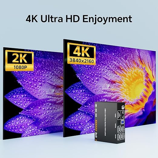KVM Switch 3 Monitors for 1 Laptop and 1 Desktop 4K@60Hz, USB C HDMI Three Monitor KVM Switch,Docking Station KVM Switches with 4 USB 3.0 Port, 87W PD Charging