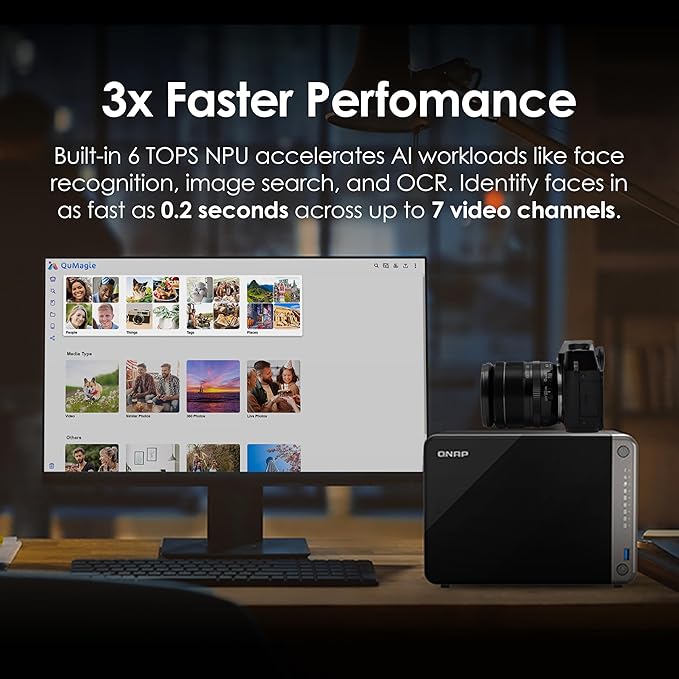 QNAP TS-AI642-8G-US 6 Bay AI NAS with a Power-efficient ARM Processor and NPU for AI-Powered Video and Image Recognition Applications (Diskless)