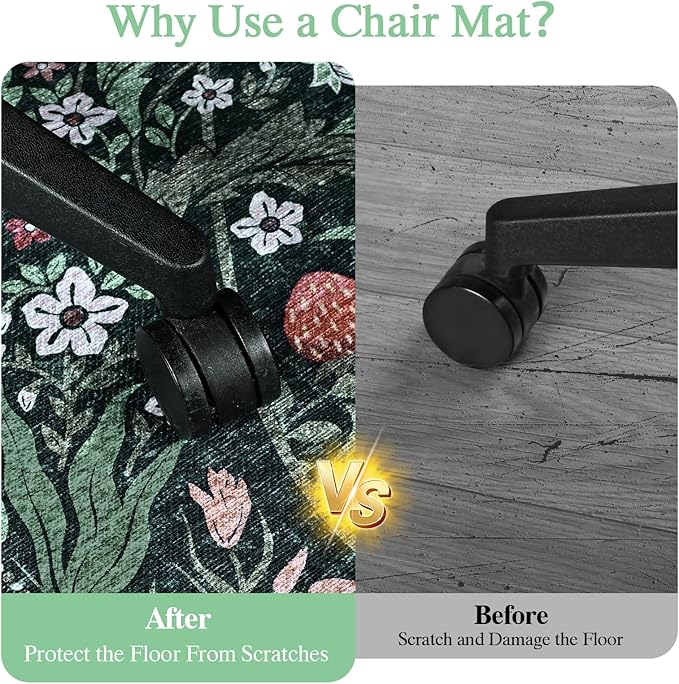 Office Chair Mat for Hardwood Floor & Tile Floor,36"X 48" Heavy Duty Desk Chair Mat for Hard Floors, Under Desk Rug for Rolling Computer Chair,Anti Slip,Low Pile Carpet Protector-Convex Green Grass