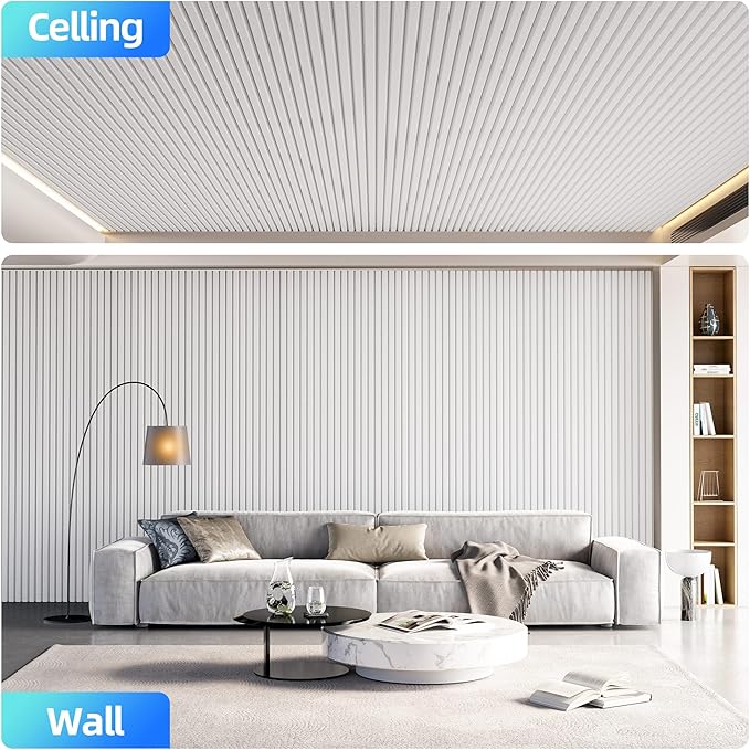 8 Pack Large Acoustic Panels Sound Absorbing with Self-Adhesive, 47.2”*23.6”*0.36” High Density Sound Proof Foam Panels for Walls, 3D Vertical Soundproof Wall Panels for Home Studio Office Decor-White