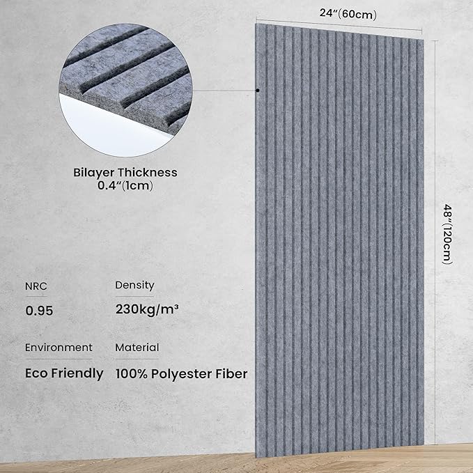 10 Pack Large Acoustic Panels,47.2 x 23.6 x 0.35 Inch Sound Proof Foam Panels for Walls，Premium Noise Dampening Panels,Sound Panels for Media Room, Office and Studio,African Gray