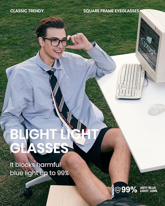 Cyxus Blue Light Glasses Men Women Reduce Eye Strain UV Blocking for Office Work Computer Screen 8082
