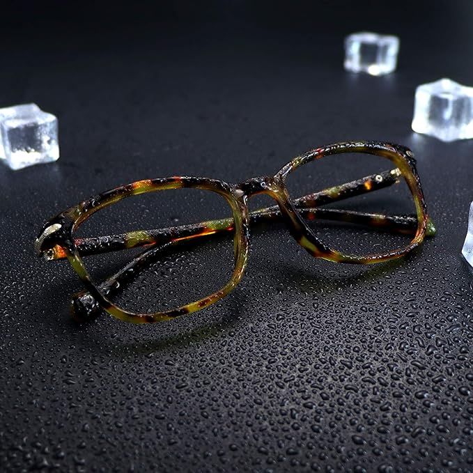 VisionGlobal Blue Light Blocking Glasses for Women Men, Stylish Square Frame(Brown Tortoise,No Magnification)