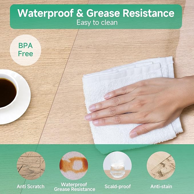NATRKE Clear Desk Mat Pad, 39.4"x19.7" Large Transparent Computer Desk Mat Plastic Desktop Protector, PVC Writing Pad with Round Edge, Waterproof Wipeable Non-Slip Table Protector for Home Office