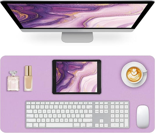 Non-Slip Desk Pad Mat, Leather Purple Desk Mat for Desktop, Large Mouse Pad, Waterproof Computer Mouse Mat Desktop Protector for Office/Home, 23.6" x 13.7"