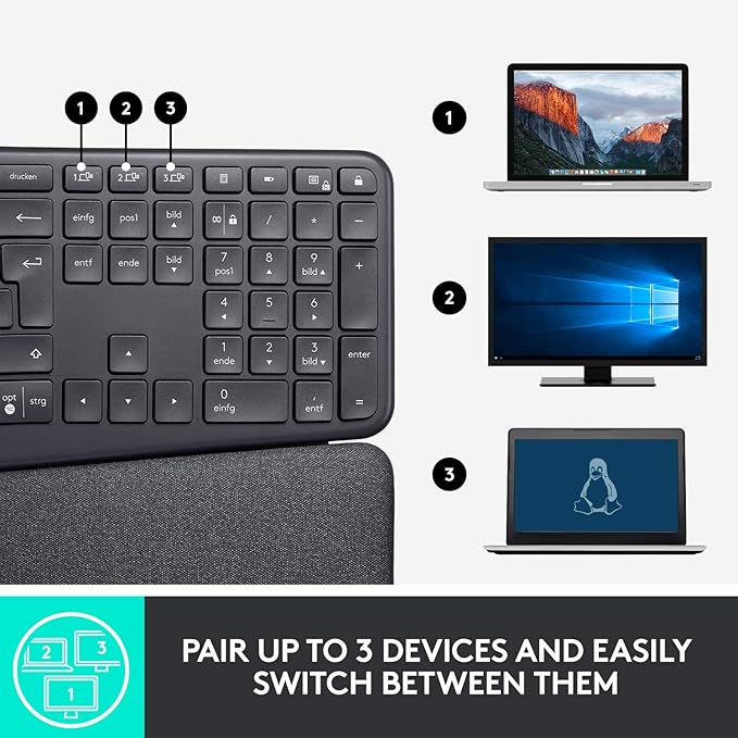 Logitech Ergo K860 Wireless Ergonomic Keyboard with Wrist Rest and MX Vertical Wireless Mouse