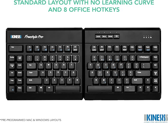 KINESIS USB-A Freestyle Pro Quiet Ergonomic Split Mechanical Keyboard (Cherry MX Silent Red Switches)