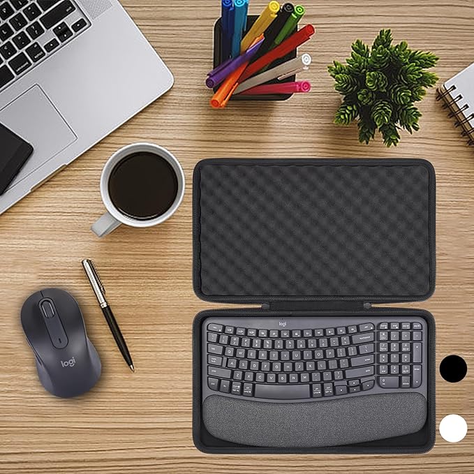 co2CREA Hard Case Compatible with Logitech Wave Keys MK670 Combo/Wave Keys Wireless Ergonomic Keyboard,Graphite Case