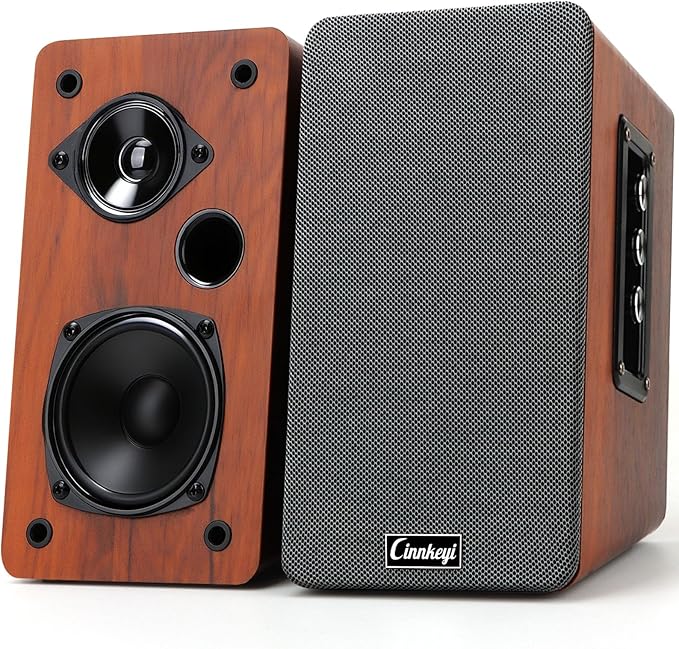 50W Wooden Bookshelf Speakers, Passive 2.0 Computer Speakers,PC Speaker Bluetooth/RCA/AUX（3.5mm）/USB Inputs TV Speakers for TV/PC/Laptop/Turntable, Strong Bass TV/Turntable Speaker