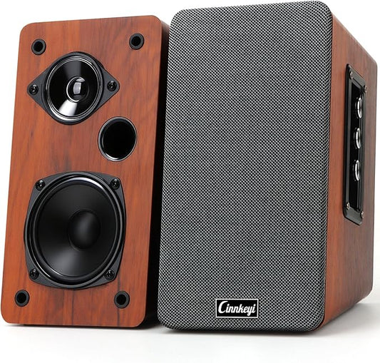 50W Wooden Bookshelf Speakers, Passive 2.0 Computer Speakers,PC Speaker Bluetooth/RCA/AUX（3.5mm）/USB Inputs TV Speakers for TV/PC/Laptop/Turntable, Strong Bass TV/Turntable Speaker