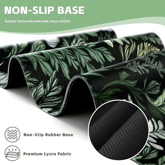 Baziabbo Green Desk Mat,XXL Extended Big Mouse Pad,Gaming Mousepad with Stitched Edge,Non-Slip Rubber Base Keyboard Desk Pad for Home Office Study Game
