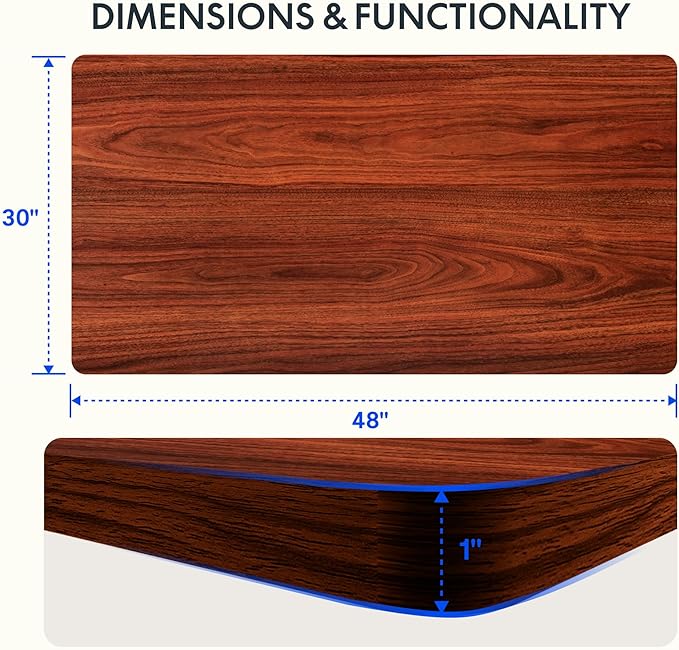 FLEXISPOT Whole Piece 48"x30" Desktop 1" Thickness Height Adjustable Desk Rectangular Tabletop Mahogany Board (48INCH Mahogany Top)