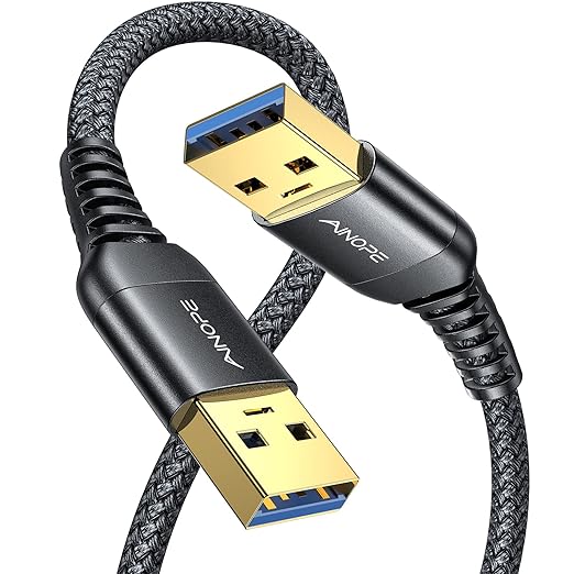 AINOPE USB to USB Cable, USB 3.0 A to A Male to Male Cable [Never Rupture] Double End Type A Cord Compatible with Hard Drive Enclosures, KVM, DVD Player, TV, Laptop Cooler,3.3Ft/Black, 1 Pack