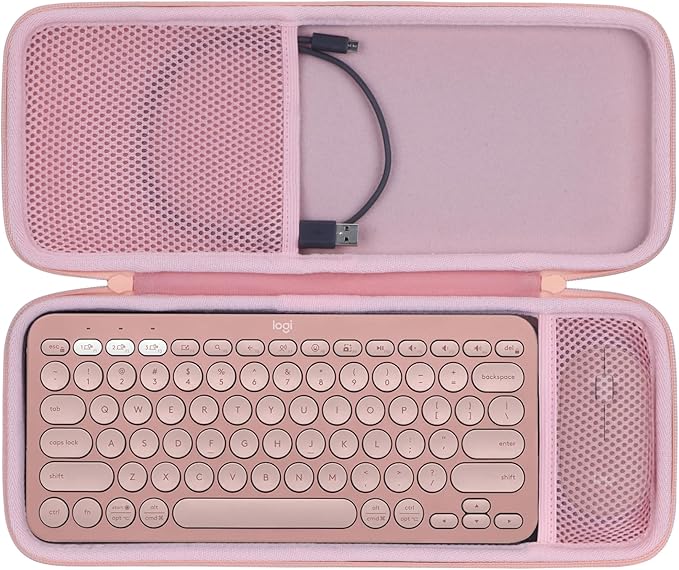 Lebakort Hard Carry Case Compatible with Logitech Pebble Keys 2 Combo K380s K380 Keyboard + M350 Pebble Mouse Combo (Rose Case)