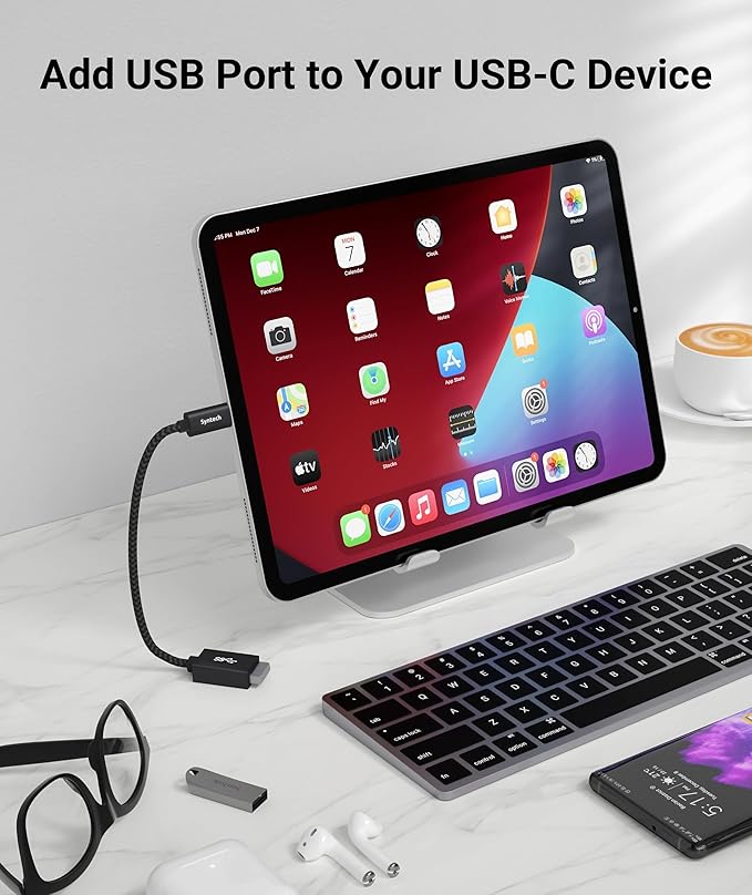 Syntech USB C to USB Adapter, 2 Pack USB C to USB 3, 10Gbps Type C, Thunderbolt 3 to USB Female Adapter OTG Cable Compatible with iPhone 17/16/15 Pro Max, iPad mini 6, MacBook Pro/Air/Neo, Black