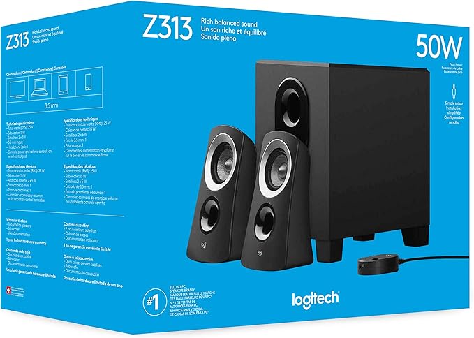 Logitech Z313 2.1 Channel Multimedia Speaker System with Volume Control Remote