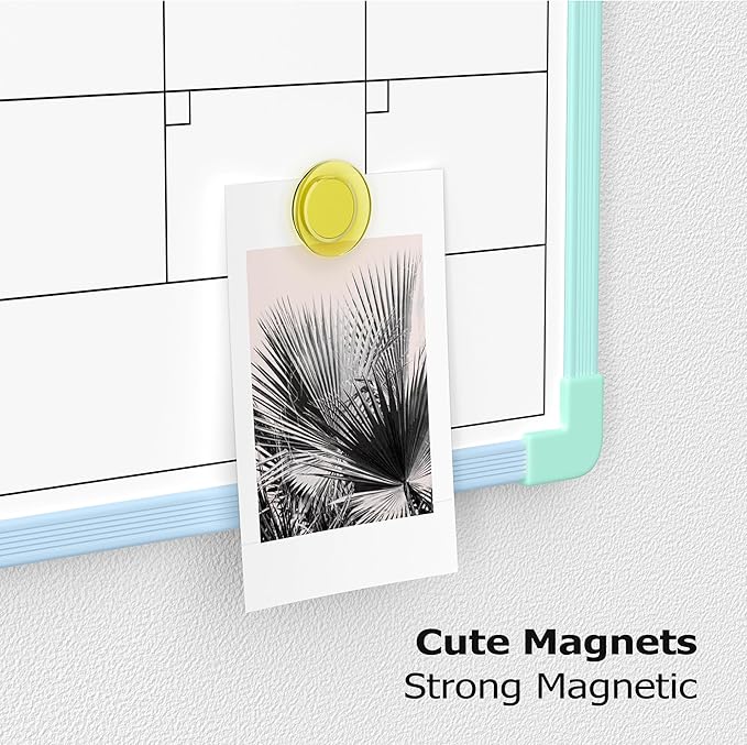 Monthly Whiteboard Calendar for Wall, 24" x 18" Dry Erase Board with Plastic Frame, Hanging Dry Erase Calendar with 3 Mini Sticky Notes for Kitchen Planner, Memo, Home and Office, Colorful