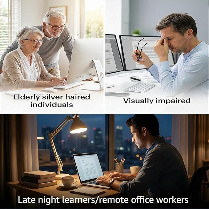 Large Print Keyboard for Seniors,Visually Impaired-High Contrast Black Keys,White Backlit with Cover,Wired USB 104 Full Size-Easy to Read Big Letters for Macular Degeneration Low Vision (No Glare)