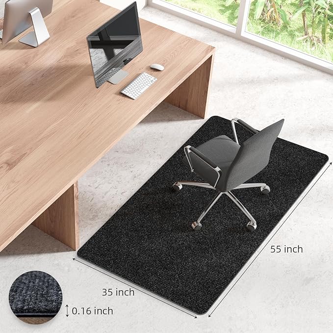 HomeMall Office Chair Mat for Hardwood and Tile Floor, 55" x 35" Computer Chair Mat, Non-Slip Floor Protector, Under Desk Mat for Rolling Chair, Black