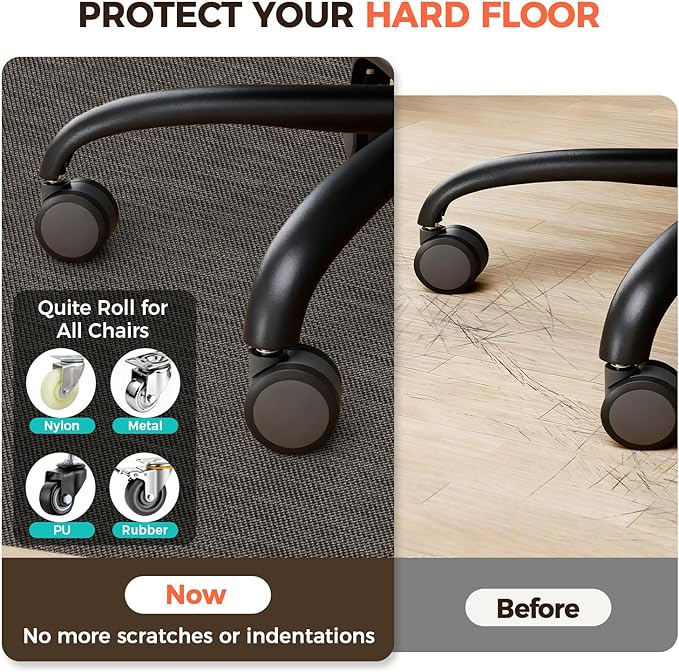 BAGAIL Office Chair Mat for Hardwood Floor, 45"x53" Heavy Duty Computer Chair Mat - Fast Flat & Smooth Glide - Non-Slip Desk Chair Floor Protector for Home Office - Dark Brown