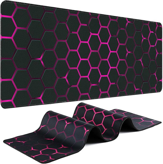 Gaming Mouse Pad - (31.5"×11.8") Honeycomb Large Mouse Pads for Desk - Desk Mat for Keyboard and Mouse with Non-Slip Base, Desks Pad Matfor Game/Office & Home