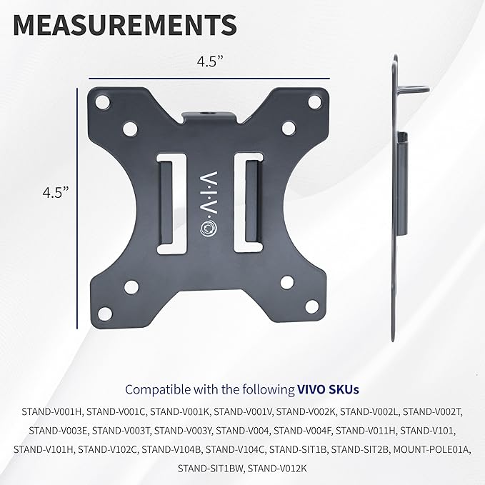 VIVO Steel VESA Bracket 75x75 and 100x100 Mounting for Computer Monitor Stand, Quick Release Removable VESA Plate Kit with Hardware, Black, PT-SD-VA02A