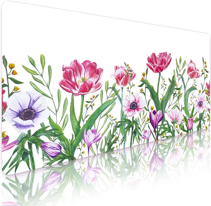 Bloss Desk Mat Tulip, Leather Desk Pad, Desk Matt for Desktop, Waterproof Desk Pad Mat, Computer Mat for Office/Home/Decor/Desk Protector(31.5 x 15.7 Inches)