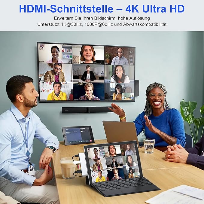 Surface Pro 11/10/9 Docking Station Adapter - 7-in-1 Surface Pro 11 Hub Accessories for Dual Monitor, with 4K HDMI, USB C Thunderbolt 4 (8K/40Gbps/100W PD), 2 USB 3.0, SD/TF Card Reader & 3.5mm Jack