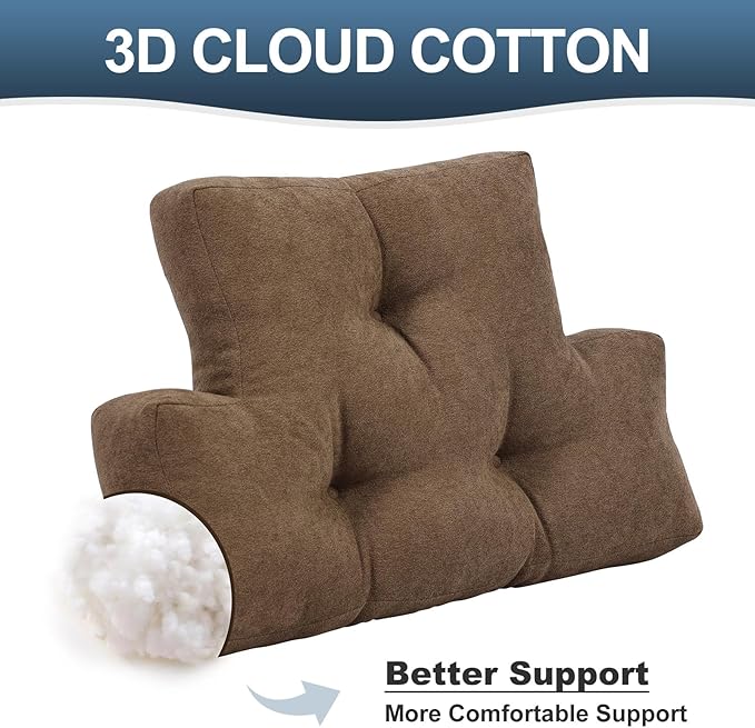 TANYOO Back Pillow for Recliner Lumbar Support Pillow Soft and Fluffy Back Support Cushion Thick Lumbar Cushion for Chairs, Recliners,Sofa, Couch and Bed for Pain Relief Brown