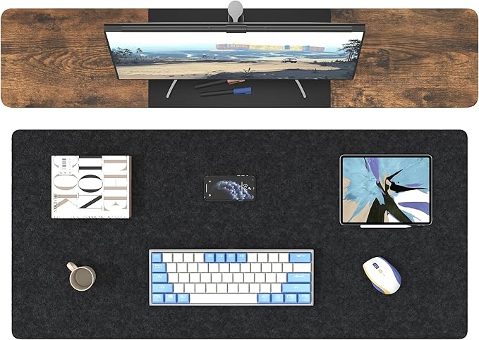 DAWNTREES Large Felt Desk Mat, 40''x16'' Non-Slip Full Desk Mouse Pad, Office Computer Desk Mat for Keyboard,100X40cm Felt Desktop Mat for Desk Pad Protector