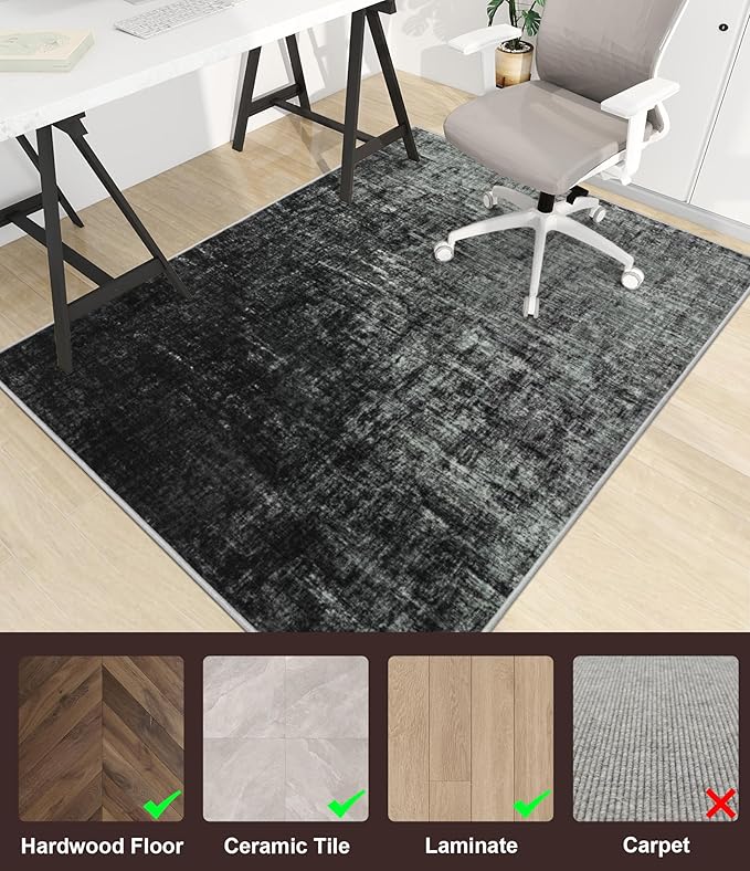 chakme Office Chair Mat for Hardwood Floor, 48"x36" Easy Glide Computer Desk Mat Protector for Rolling Chair Under Desk Rug Nonslip Backing, Machine Wash, (Abstract)
