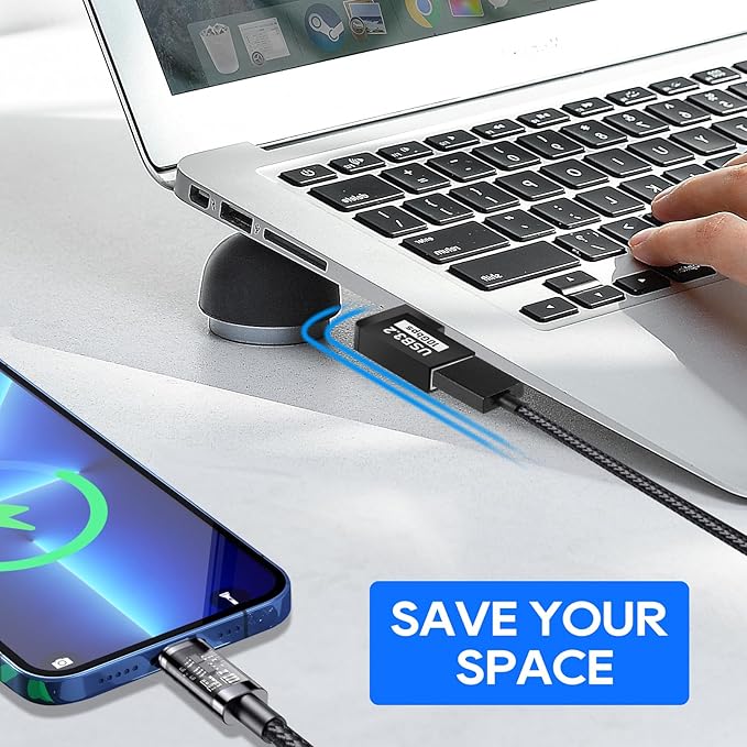 UCEC USB 90 Degree Adapter, 90 Degree USB Adapter 3.2, Vertical Up and Down Angle Horizontal Left and Right Angle USBA Male to Female Extender Connector 10Gbps for PC, Laptop, Power Bank - 4 Pack