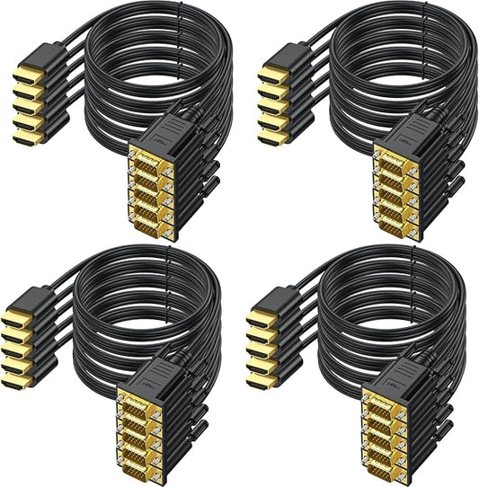 HDMI to VGA Cable 6 Ft, 20-Pack Gold-Plated Computer HDMI to VGA Monitor Cord Male to Male for Computer, Desktop, Laptop, PC, Monitor, Projector, HDTV (NOT Bidirectional)-Black